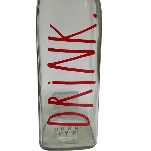 Rae Dunn DRINK Clear Glass Bottle Bail & Trigger Closure Red Letters NWT 2017 - Picture 3 of 11